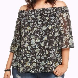 Torrid Size 2 Off The Shoulder Floral Print Top